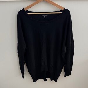 Eileen Fisher Women’s 100% Merino Wool Black Sweater Oversized Boat Neck Size M